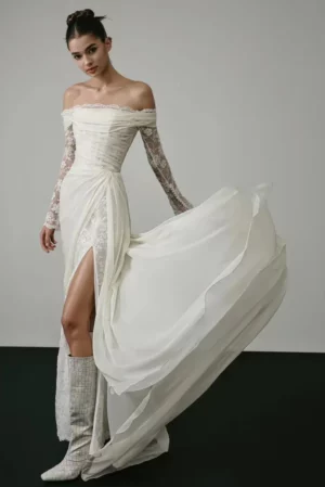 Brudklänning Umeå 6 robe mariee boheme chic col bardot 720x