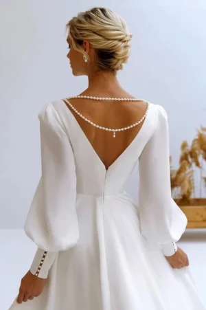 Brudklänning Spets Långärmad 7 robe mariee boheme classique chic dos 720x
